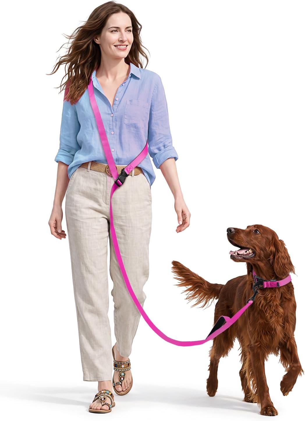 5.9-8.2ft Multifunctional Crossbody Rope Hands-Free Dog Leash